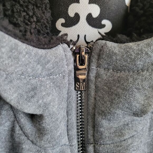 Steve Madden Navy & White Buffalo Plaid Convertible Hooded Teddy Coat Women M - Picture 12 of 16